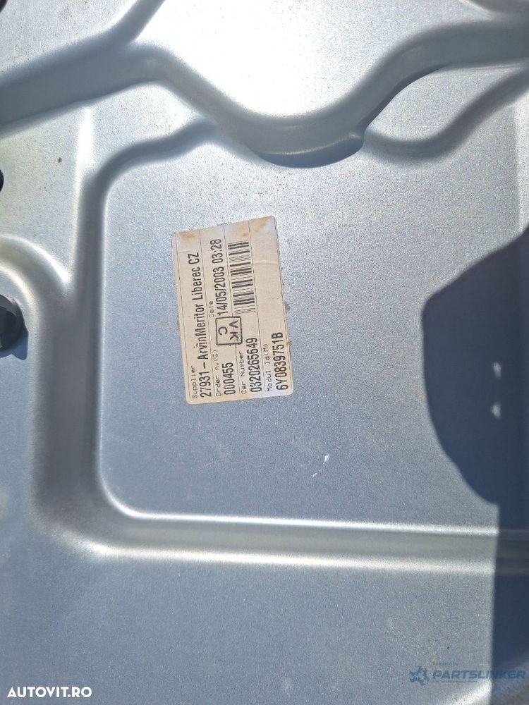 Macara geam stanga spate manuala  SKODA FABIA 6Y2 1999 - 2008 16V AUA, BBY, BKY 6Y0839751B - 1