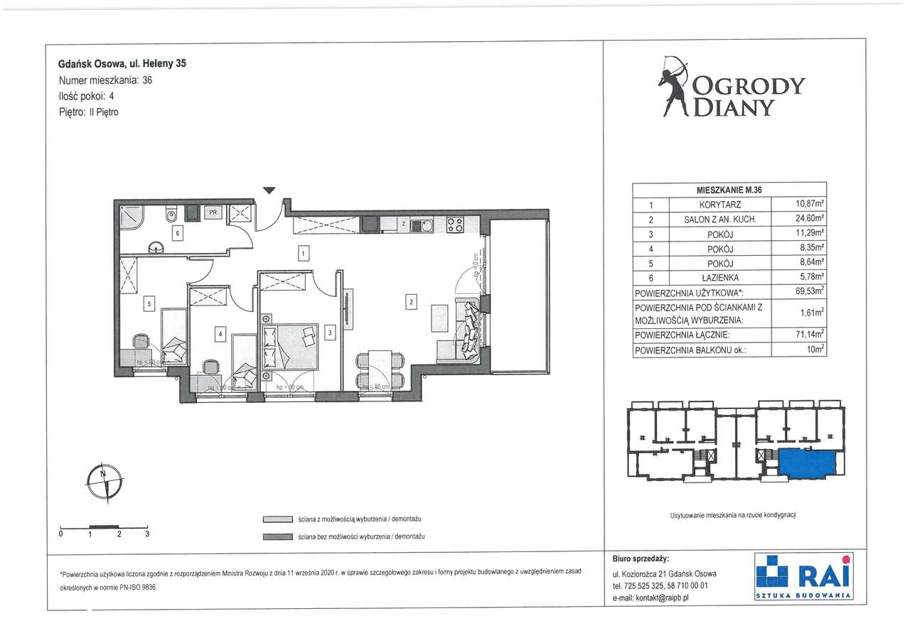 4-pokojowe mieszkanie 69m2 + balkon