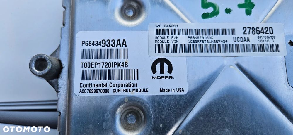 RAM 1500 V 5 2019- 4X4 5.7 HEMI Komputer silnika Sterownik P68467916AC P68434933AA - 3