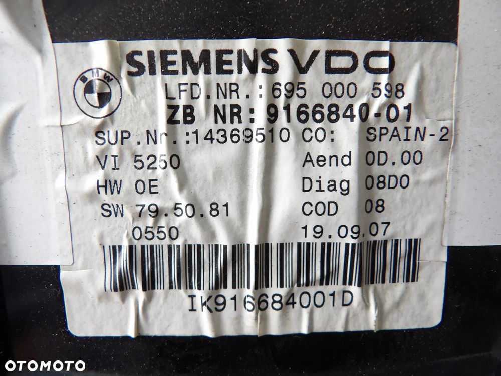 BMW - E93 - LICZNIK  , ZEGAR - UK - 9166840 - 2