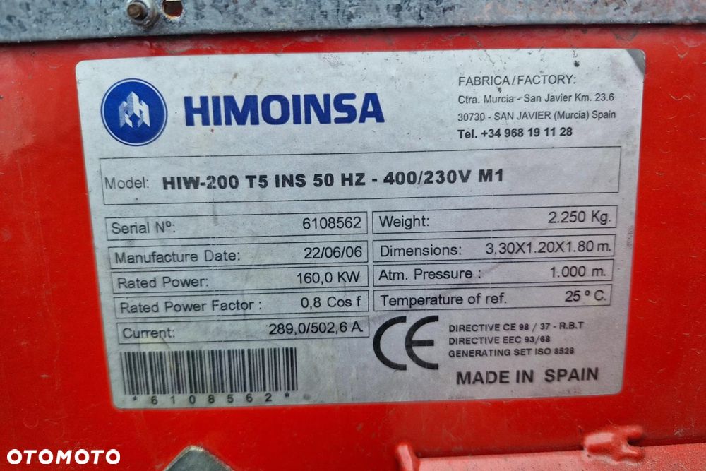 Himoinsa HIW-200 T5 160kW 220kVA + przyczepka jak nowy - 10