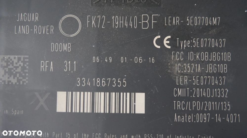Jaguar XF II X260 2.0D modul sterownik keyless dostep bezkluczykowy  FK72-19H440-BF - 3