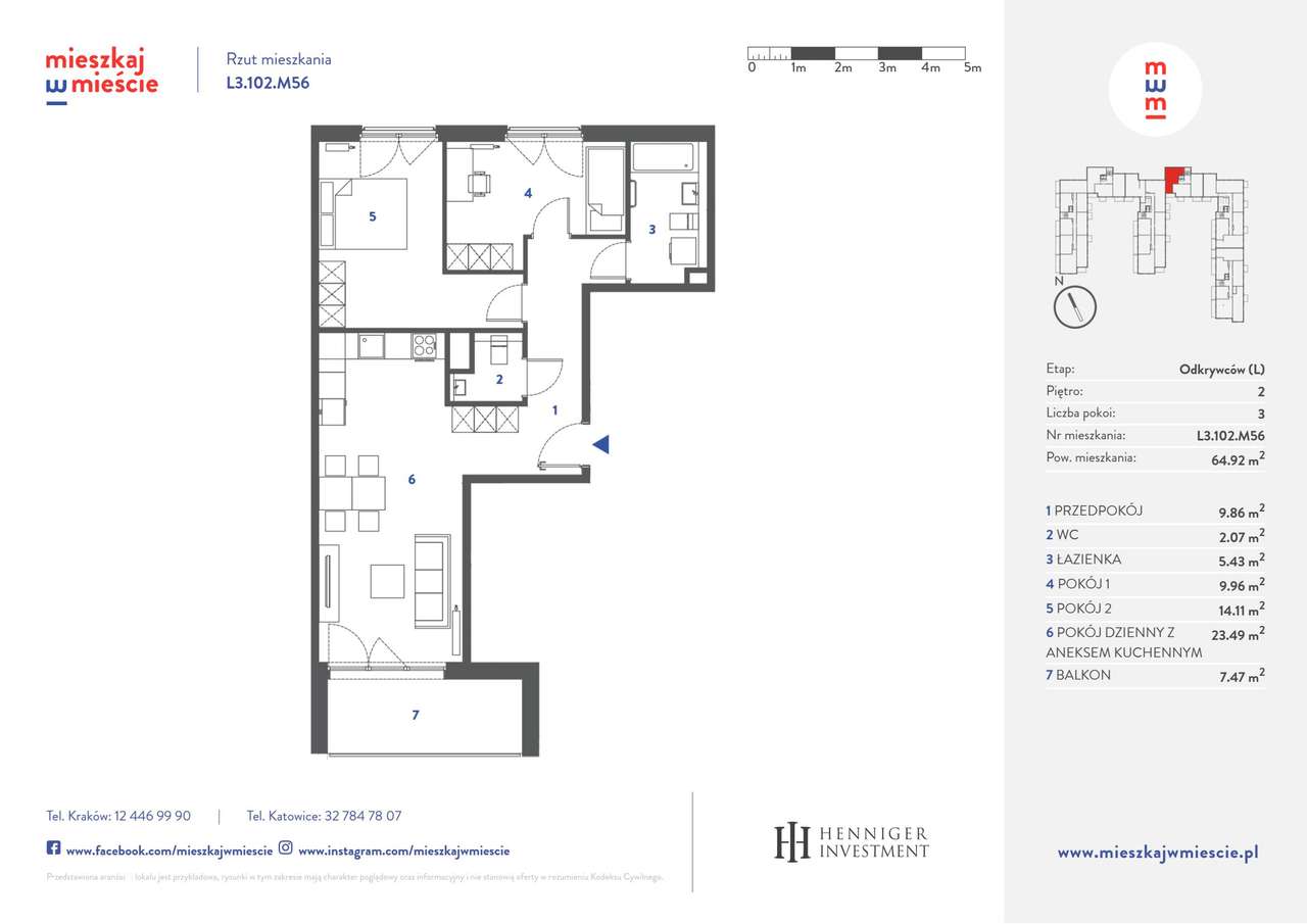 3-pokojowe mieszkanie 64m2 + balkon Bezpośrednio - Pełny obrazek: 3/16