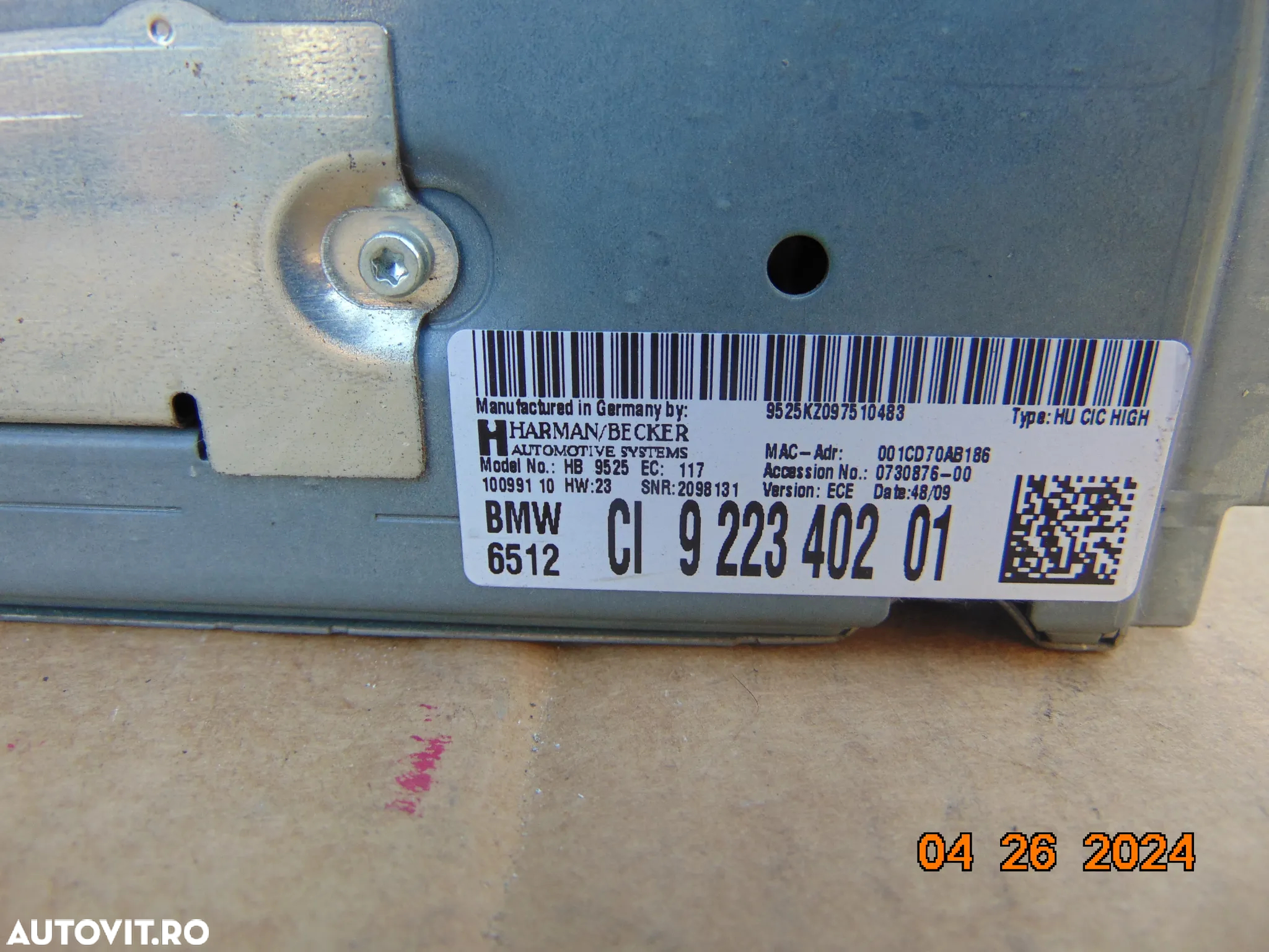 Unitate navigatie BMW F07 seria 5 gt radio cd gps f10 f11 cic f25 x3 cod 9223402 - 2