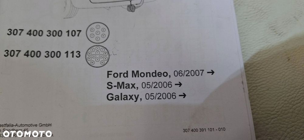 wiązka haka westfalia ford galaxy s-max mondeo mk4 307400300113 nowe - 4
