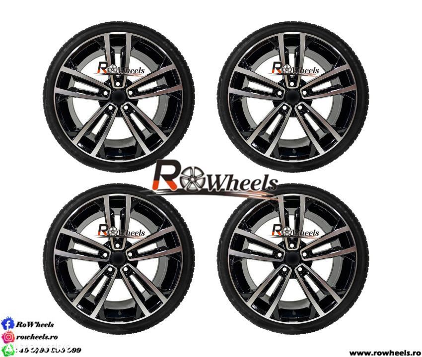 Jante AUDI SEAT SKODA VW 18 R18 Black Polish cu anvelope de vara sau iarna - 3