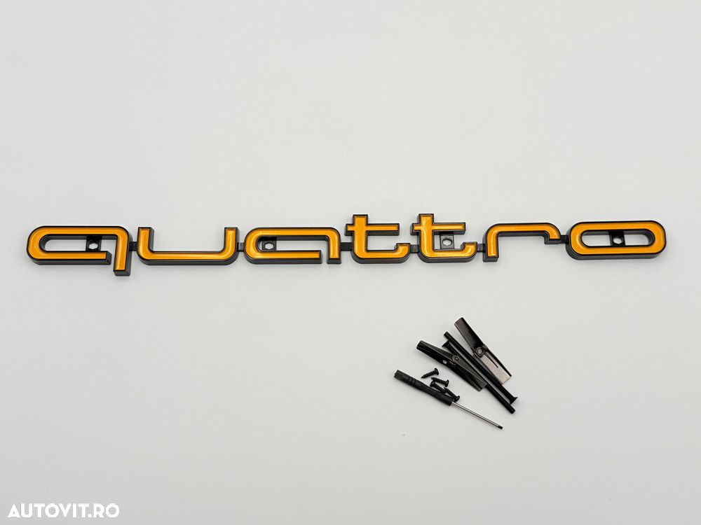 Emblema Compatibila Audi QUATTRO grila negru/galben - 2