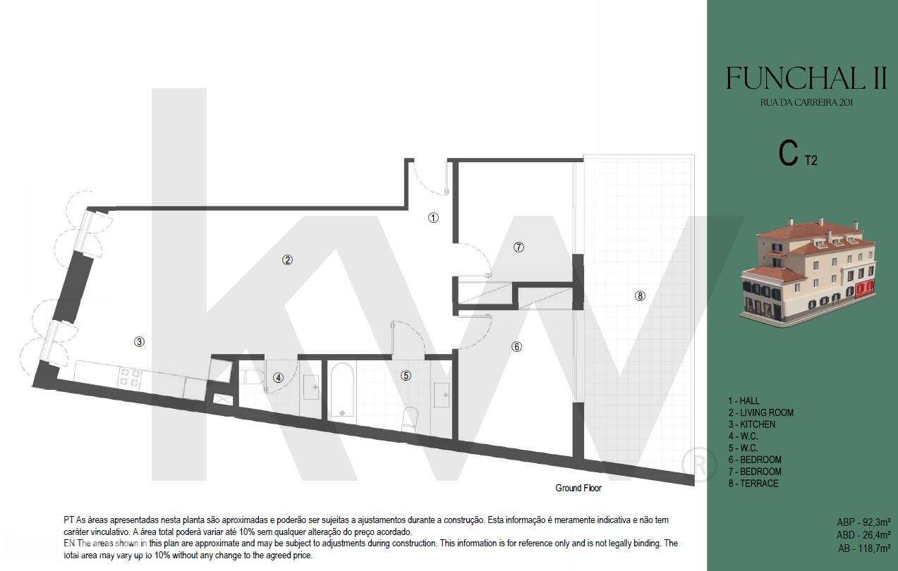 Apartamento de tipologia T2 C/ Terraço - Funchal II | Centro do Funcha - Grande imagem: 3/14