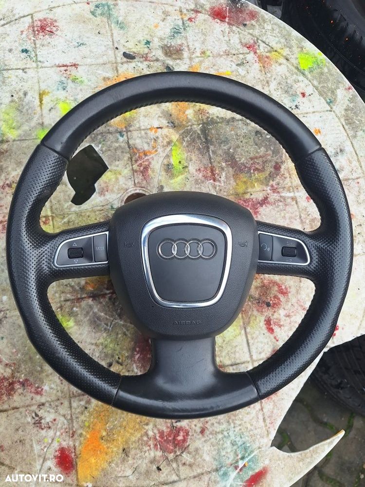 Volan piele perforata cu airbag 3 spite Audi A3,A4 B8 ,A5,Q5 - 2