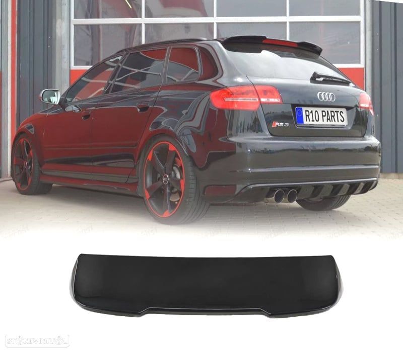 SPOILER AUDI A3 8P HATCHBACK 04-13 LOOK RS3 PRETO BRILHANTE - 1