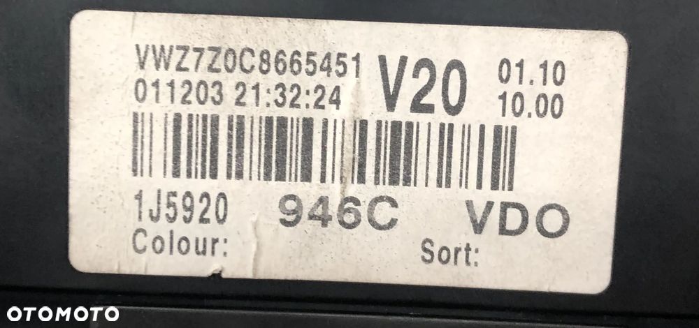 LICZNIK VW GOLF IV/ GRUPA VAG SPORT PEŁNY FIS 1J5920946C . - 4