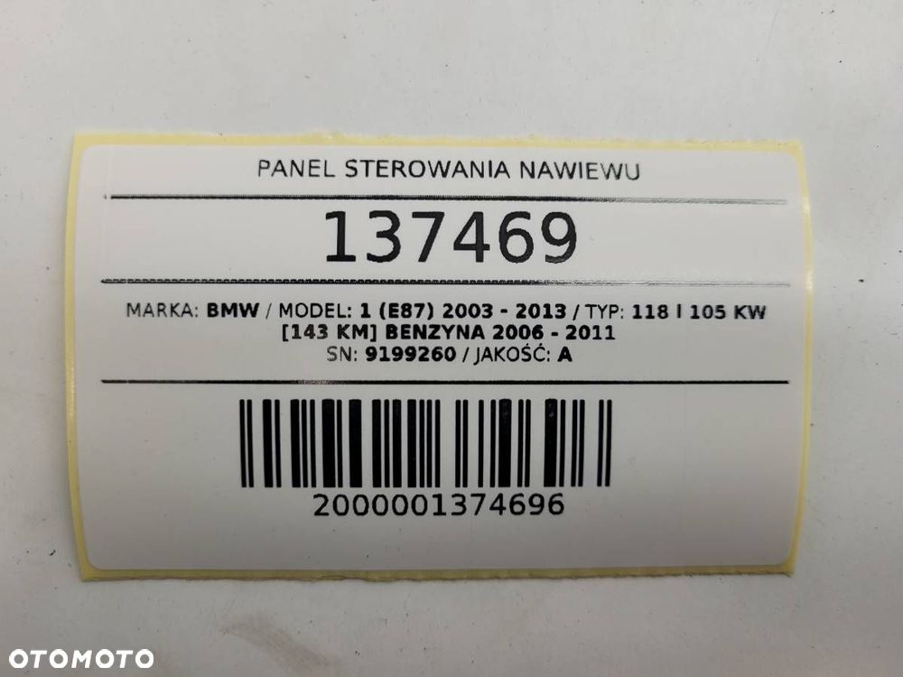 PANEL STEROWANIA NAWIEWU KLIMATYZACJI BMW 1 E87 E81 E90 E91 9199260 - 11