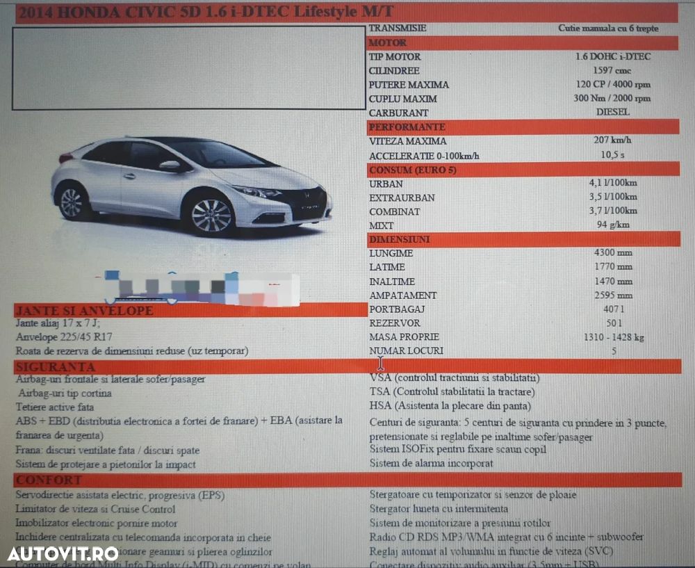 Honda Civic 1.6 i-DTEC MT Comfort - 4