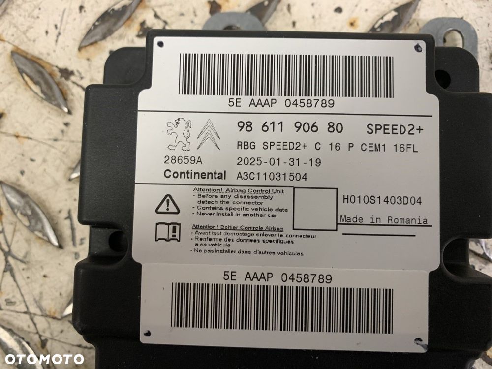 NOWY ORYGINALNY MODUŁ SENSOR AIR BAG PODUSZEK OPEL PEUGEOT CITROEN TOYOTA  9861190680 - 3