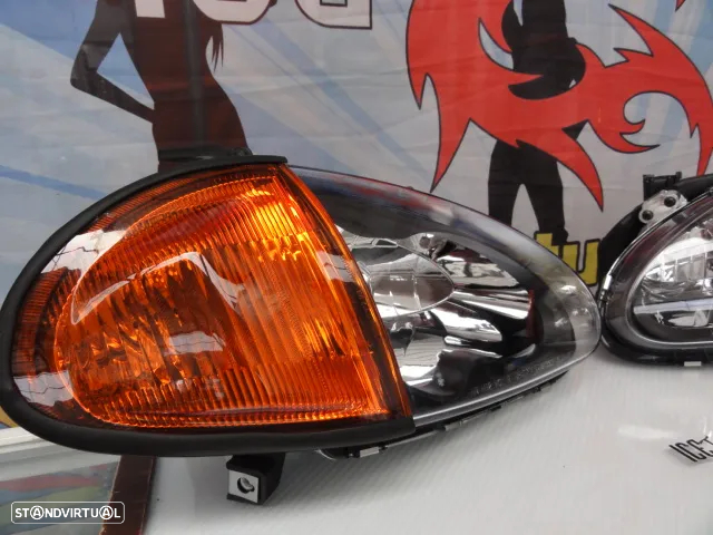 Faróis frontais com luz branca 5000k para Honda crx del sol 92-97 JDM Fundo preto + piscas laranja JDM look - 4