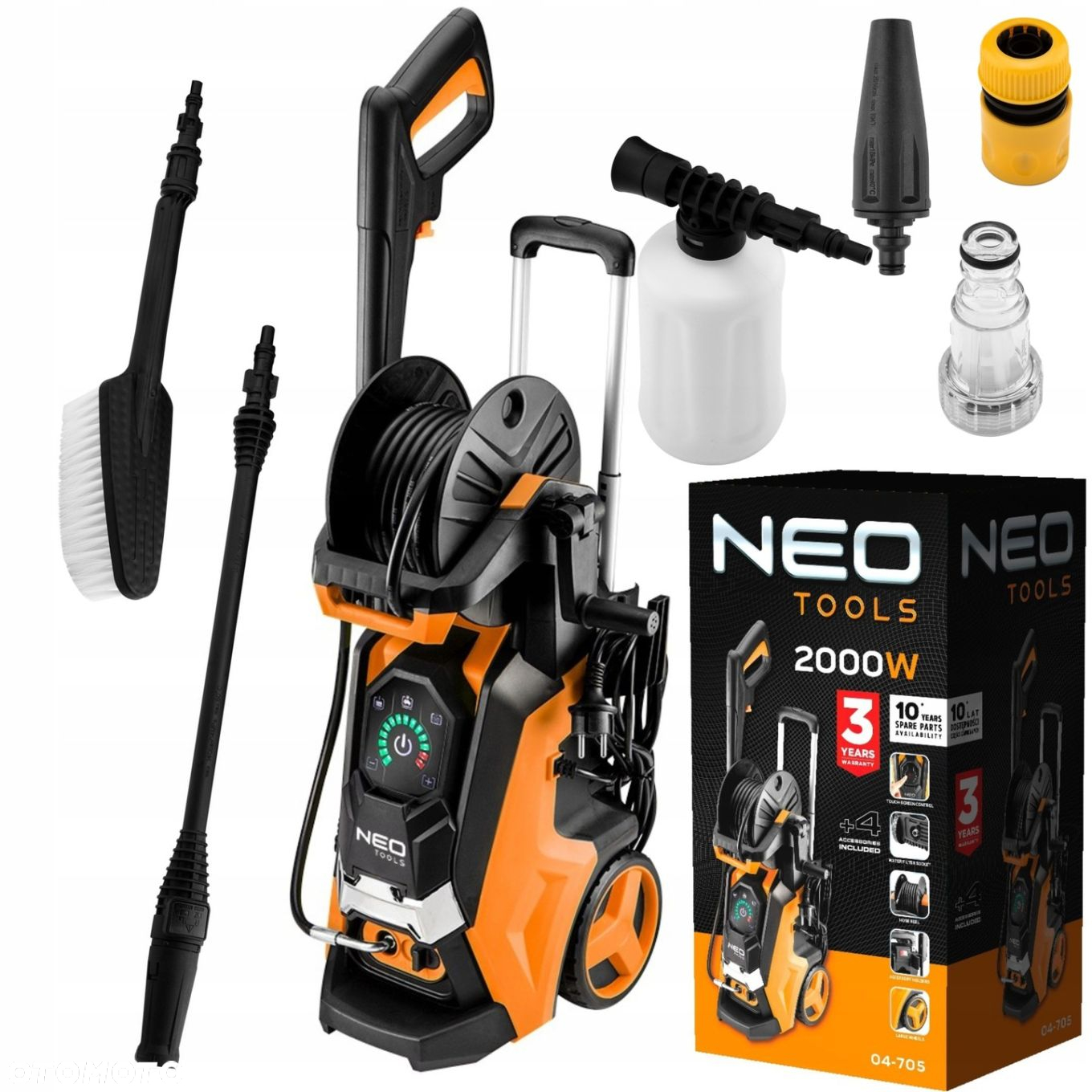 NEO MYJKA CIŚNIENIOWA 2000W CIŚNIENIE 150 BAR WĄŻ ZESTAW AKCESORIÓW 04-705 - 16
