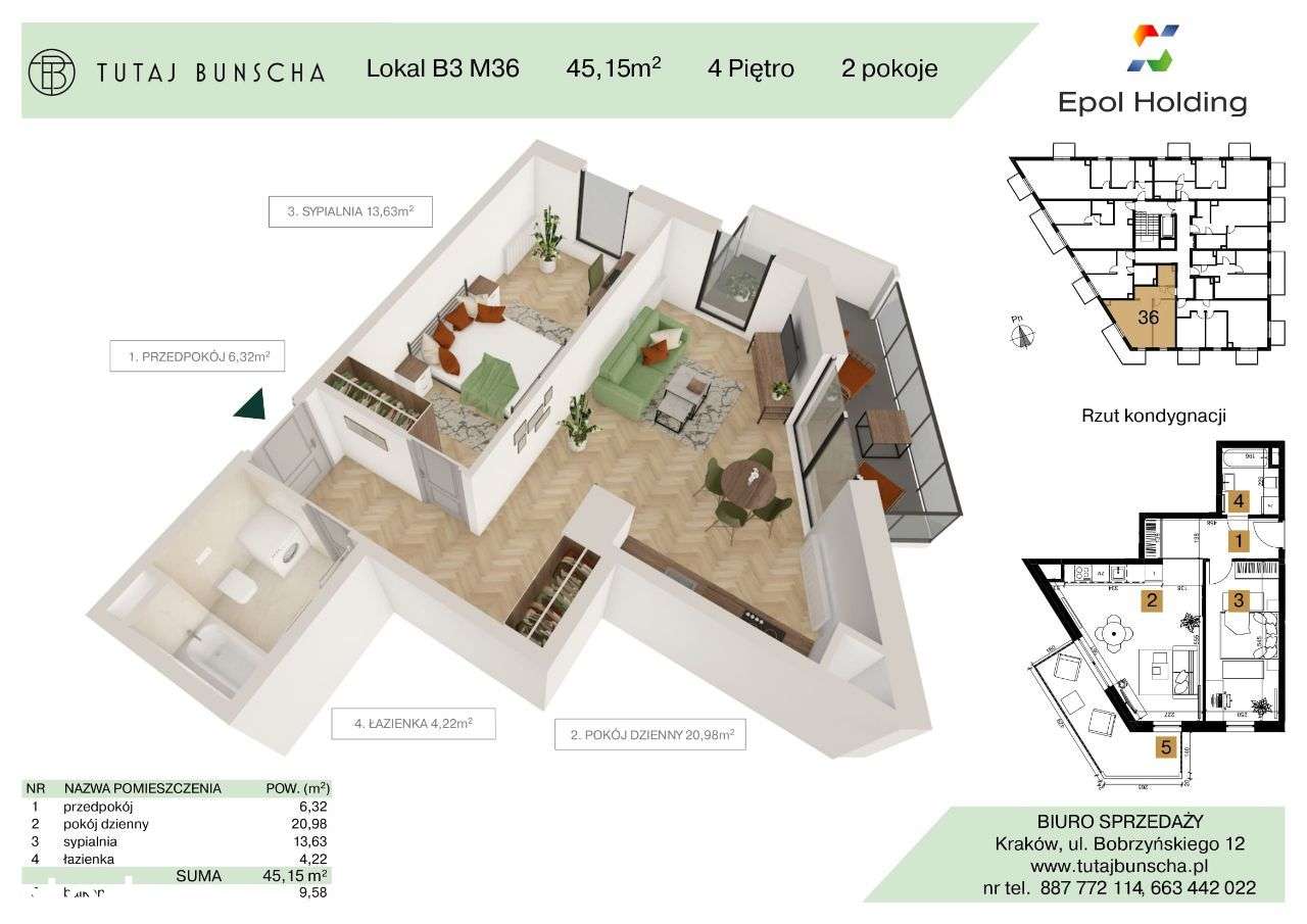3-pokojowe mieszkanie 52 m2 + 3 balkony 4 i 3 i 4 m2 Bezpośrednio