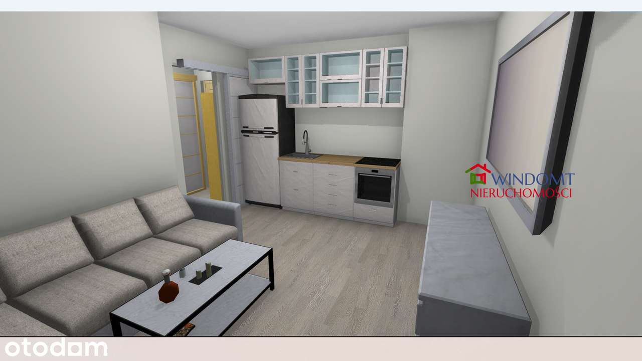 2-pok. z potencjałem. 35,85 m². Wizualizacja po remoncie. Śródmieście.