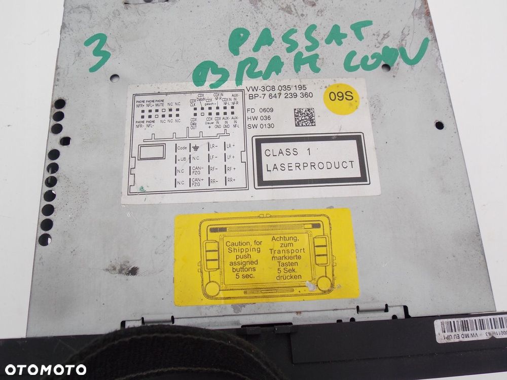 radio nawigacja passat b6 b7 cc golf vi touran tiguan 3c8035195 - 3