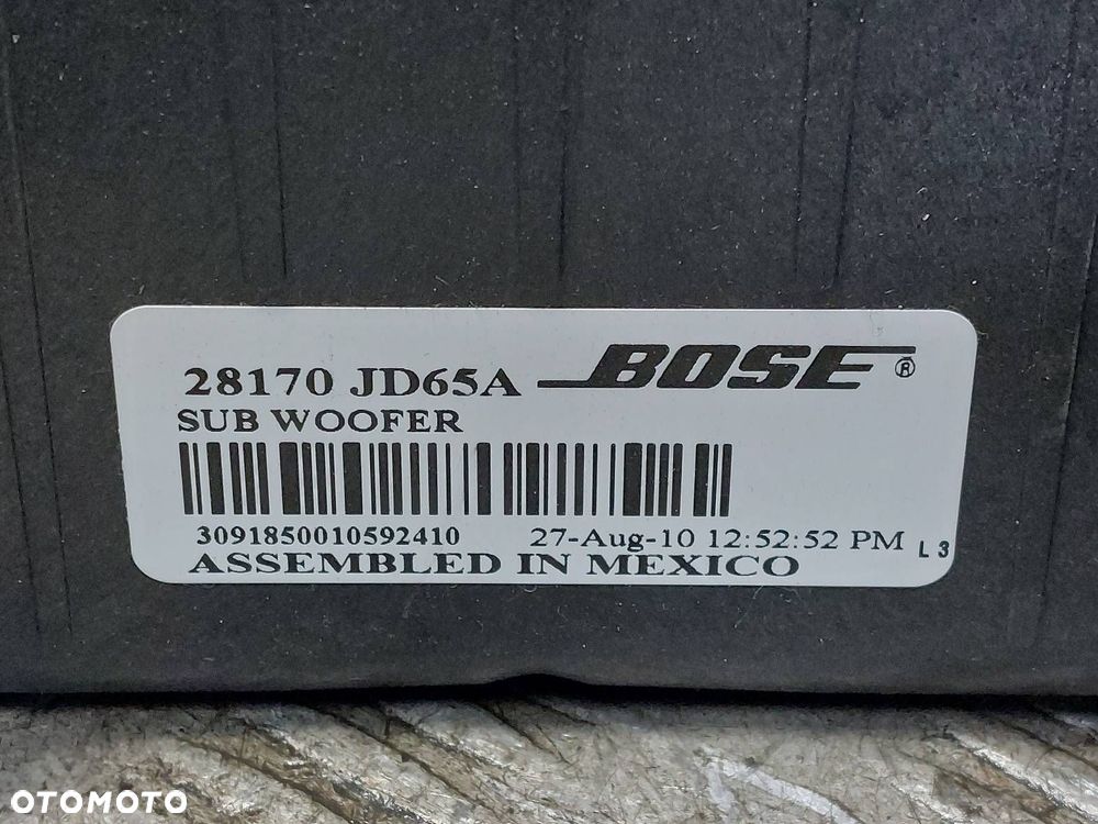 SUBWOOFER GŁOŚNIK WZMACNIACZ QASHQAI I J10 28170JD65A 281567Y300 28060EY10A - 2