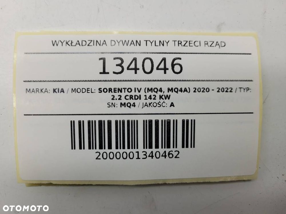 WYKŁADZINA DYWAN TYLNY TRZECI RZĄD KIA SORENTO IV MQ4 EUROPA - 9