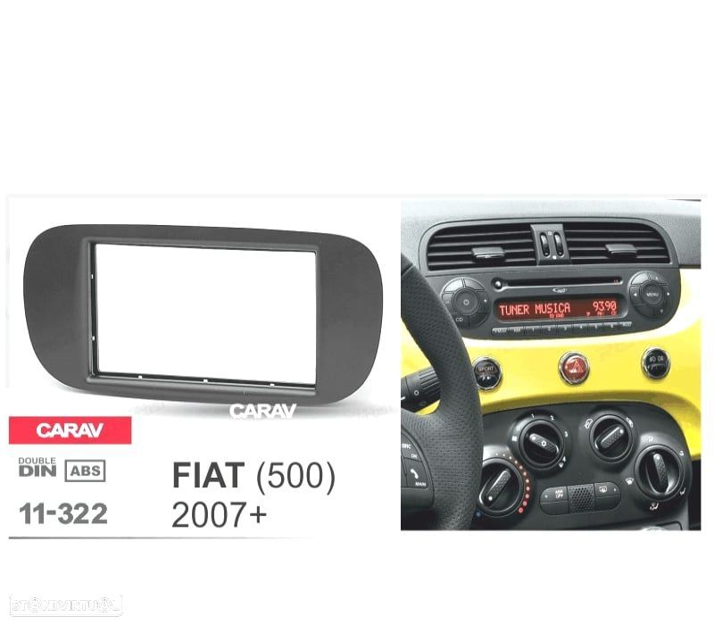 MOLDURA ADAPTADOR PRETO PARA RADIO 2-DIN PARA FIAT 500 - 4