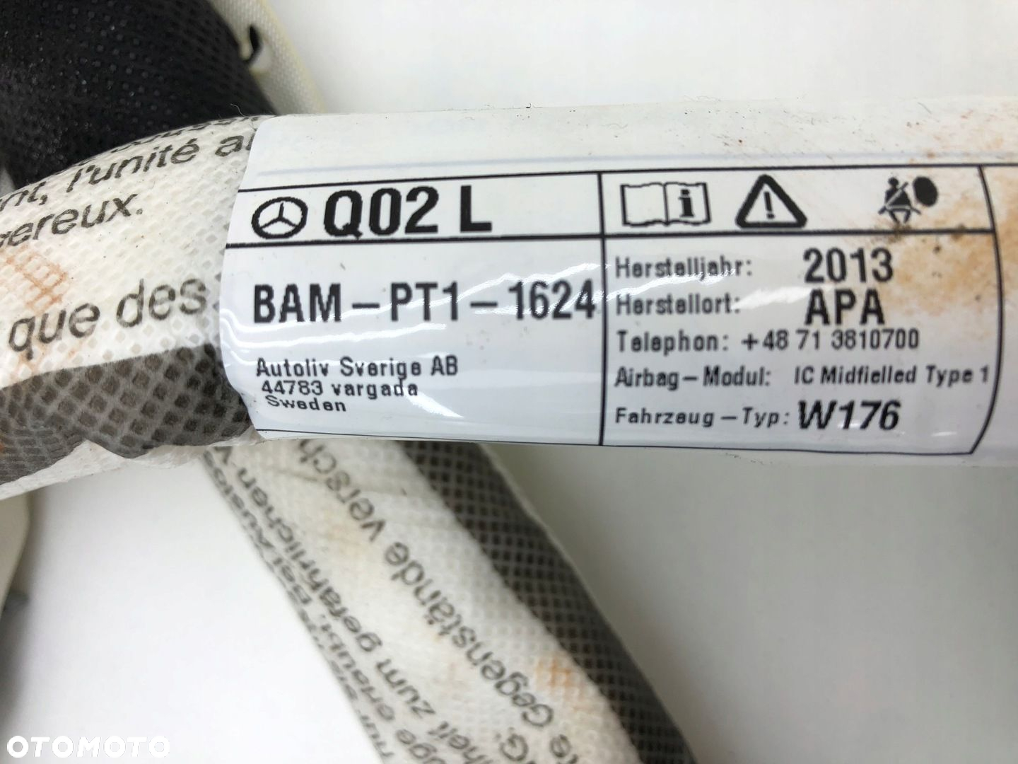 MERCEDES W176 KURTYNA POWIETRZNA AIRBAG LEWA A1768600102 - 2