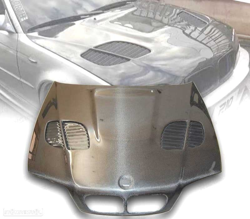 CAPÔ BMW E46 4P 02-06 LOOK M3 GTR COM  ENTRADA DE AR CARBONO - 1