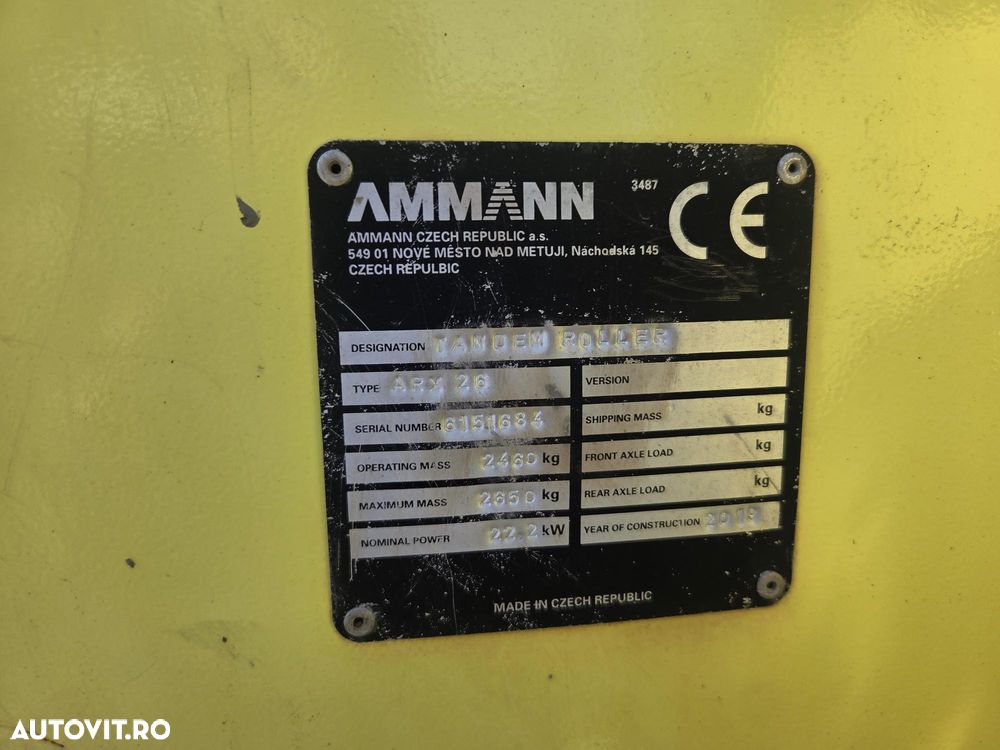 Ammann ARX26, 2,6tone, 2019, 554h, latime tambur 1,2m, motor Yanmar 32CP, lungime 2,35m, CE, sistem stropire, posibilitate leasing 3 ani, STARE FOARTE BUNA, PROMOTIE 19.900 EUR+Tva - 18