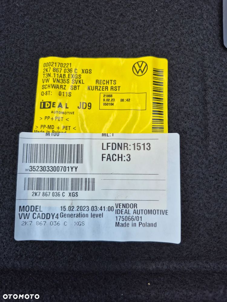 Volkswagen Caddy tapicerka bagażnika - 11