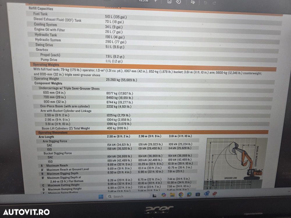 Hitachi ZX300LCN-6, 2019, 8.944h, cupa NOUA 1,8mc, 31,6tone, Ad sapare 7,5m, latime 3m, camere spate si laterale, inst picon si rotire pe brate, consum mediu 19,6l, lant 90% ok doar 721h deplasare, avertizare antirasturnare, posibl leasing-PROMOTIE 93.900Eur - 35