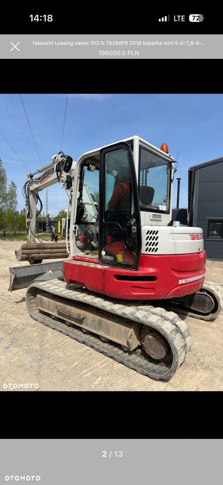 Takeuchi Leasing nawet 103 % Tb280FR 2018 koparka mini 5-6-7_8-9-10 ton TB 280 FR - 2