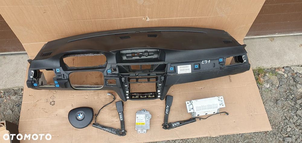 Konsola AIRBAG pasy poduszki sensor pod NAVI BMW 3 E90 E91 komplet - 2