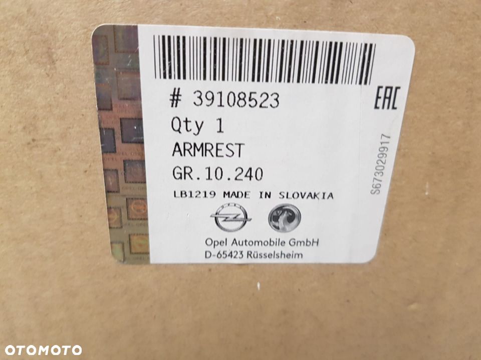 NOWY ORYGINAŁ GM PODŁOKIETNIK CZARNY SKÓRA OPEL ASTRA 5 V K 39108523 - 6