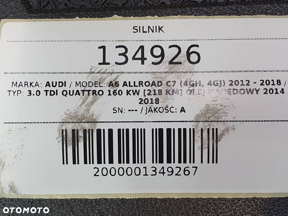 SILNIK SŁUPEK 3.0 TDI V6 AUDI A6 C7 Q7 A7 218 CRT CRTD - 14