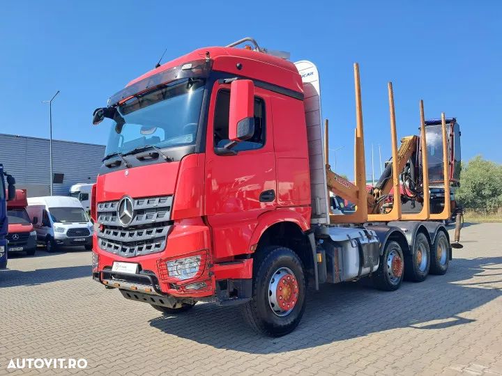 Mercedes-Benz arocs 578cp 8x4 cu macara hiab loglift 120s si graifer transport lemn - 2