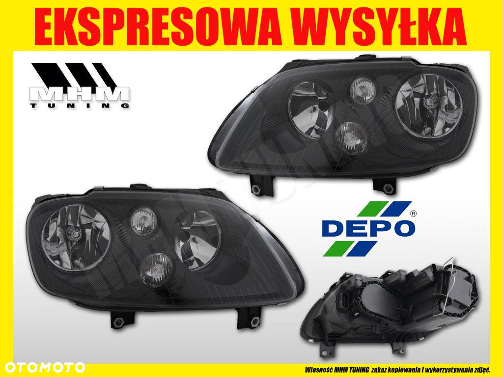 REFLEKTOR LAMPA KPL VW CADDY 2K0 TOURAN 1T1 BLACK - 2