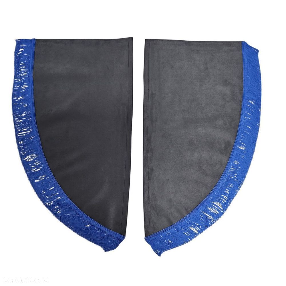 ZASŁONY BOCZNE SKOSY TIR BUS - materiał: NUBUCK- Grafit + Fredzle Niebieskie - 1