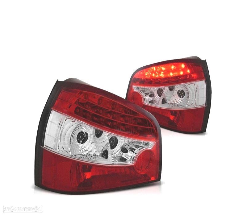 FAROLINS LED AUDI A3 8L 96-03 VERMELHO CROMADO - 1