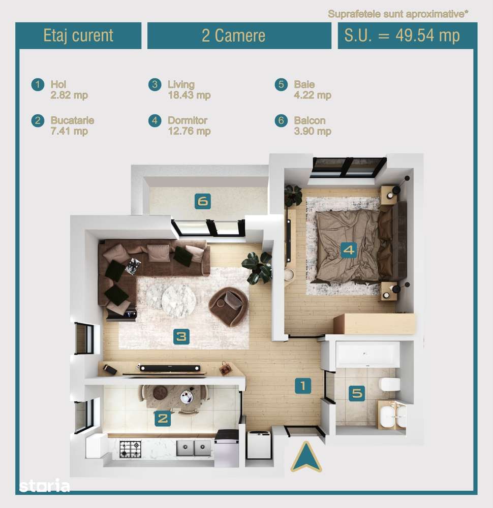 Apartament 2 camere de vanzare 49mp Militari Chiajna, srg Ilie Petre — fotografia 3