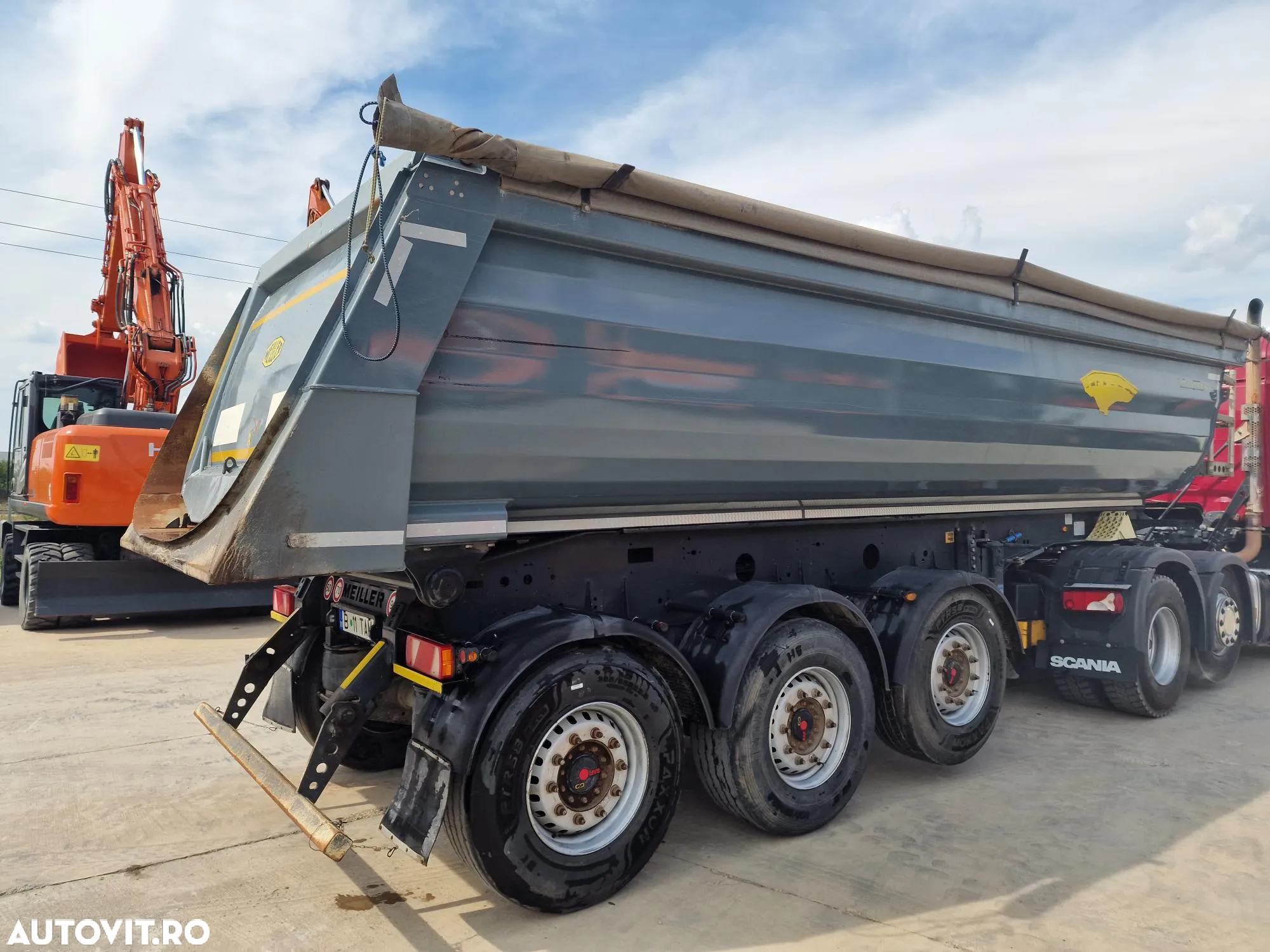 Meiller 28mc, axa liftabila, scena vizitare, 6,3t, picioare sprijin 21900 Eur+Tva,  anvelope 60% ok, frane disc, bara protectie spate, prelata, otel Hardox, STARE FOARTE BUNA, posibilitate leasing 4 ani, 21.900 EUR+Tva - 3