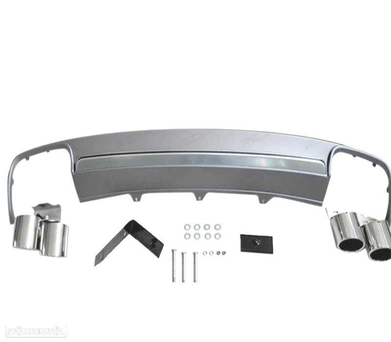 KIT DIFUSOR PARACHOQUES TRASEIRO AUDI A4 B8 11-15 LOOK S4 + 2 PONTEIRAS - 2