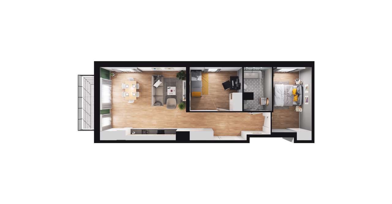 3-pokojowe mieszkanie 62m2 + balkon - Pełny obrazek: 2/12