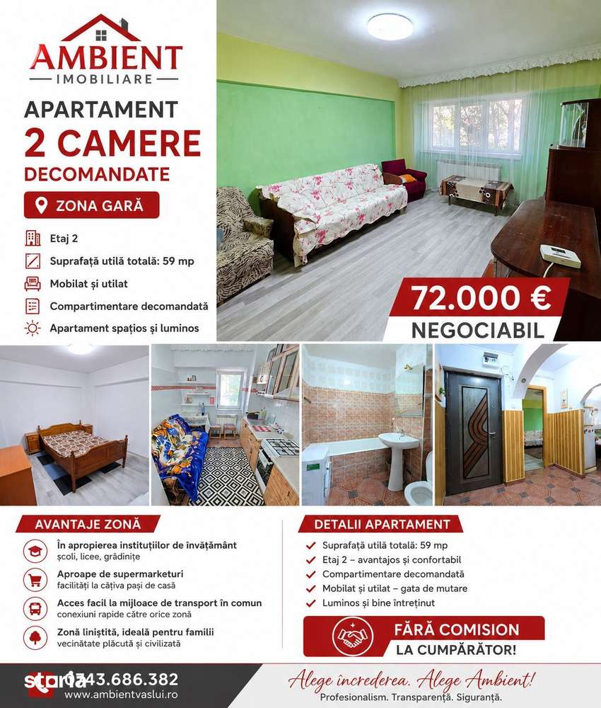 Apartament cu 2 camere, etaj 2, mobilat si utilat, zona GARA — fotografia 1