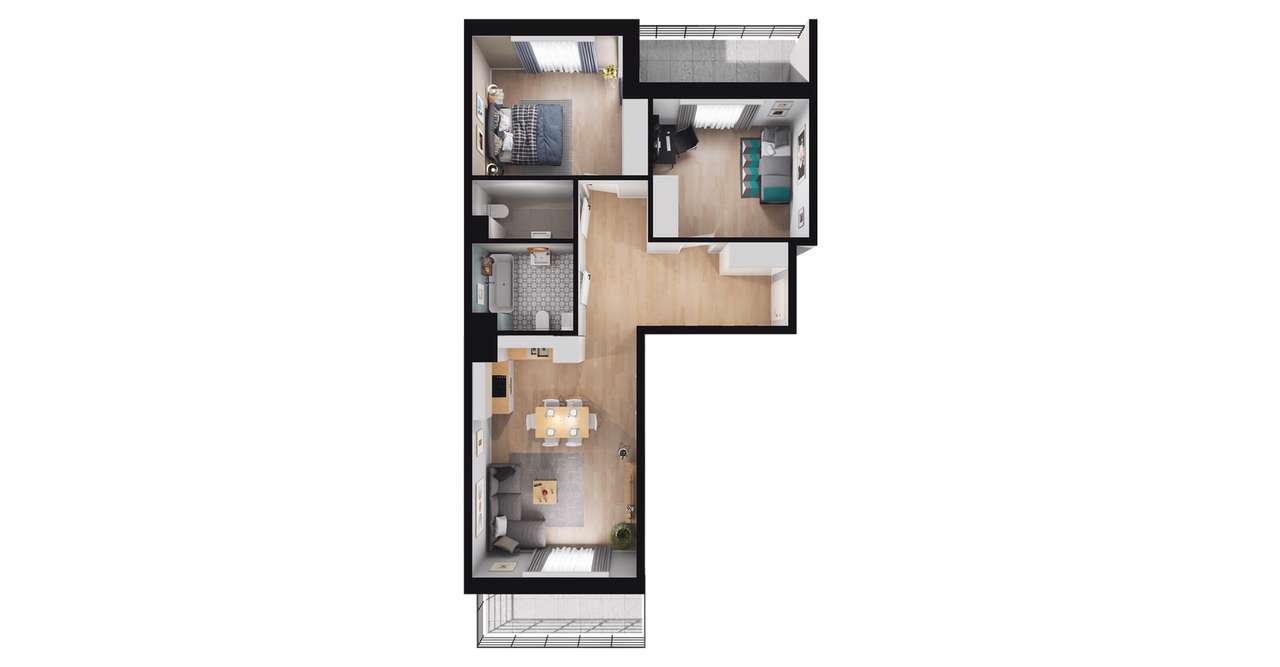 3-pokojowe mieszkanie 67m2 + balkon - Pełny obrazek: 2/13