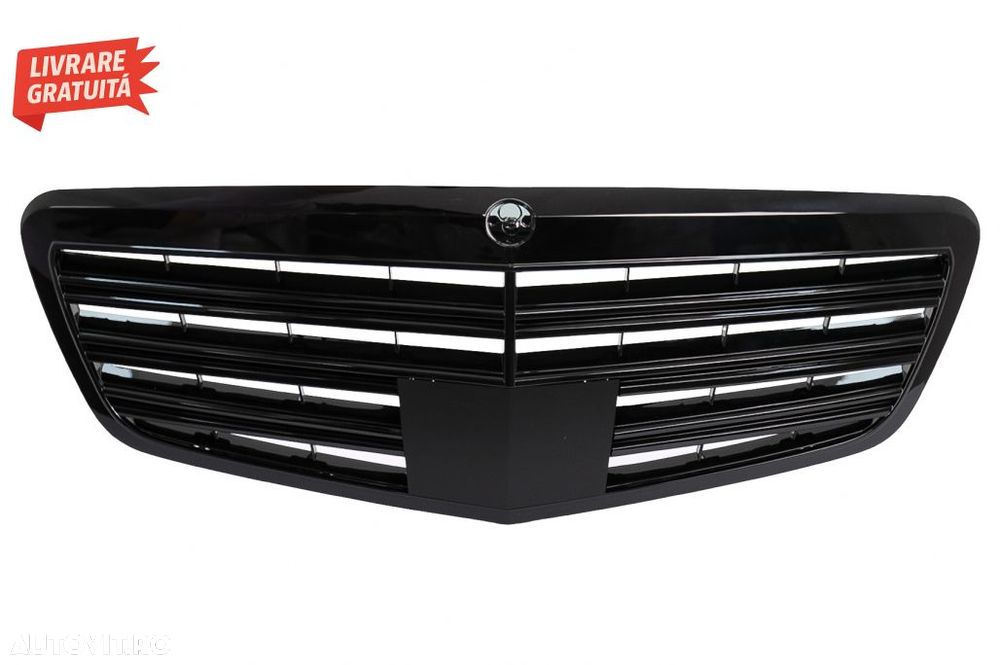 Bara Fata Mercedes S-Class W221 (2005-2012) S63 S65 Design cu Grila Centrala Negru- livrare gratuita - 7