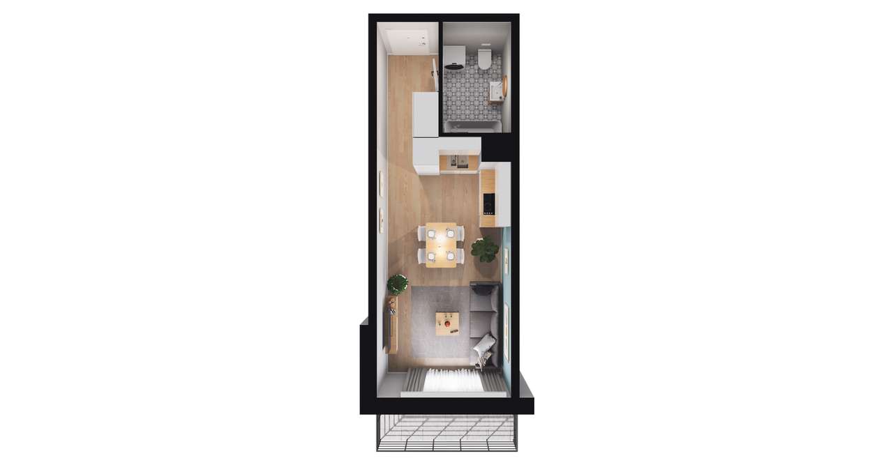 1-pokojowe mieszkanie 28m2 + balkon Bezpośrednio - Pełny obrazek: 3/24