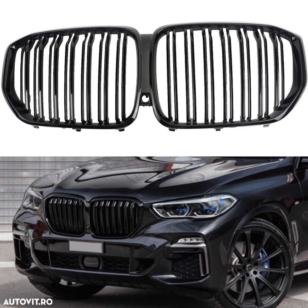 Grile Nari Duble M BMW X5 G05 2018+ Negru Lucios, Compatibil Camera - 7