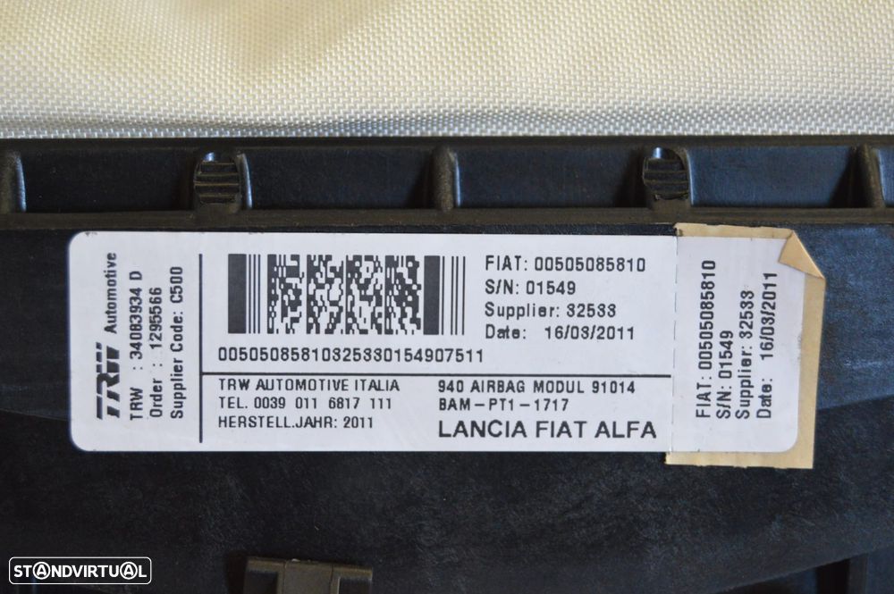 AIRBAG PASSAGEIRO 00505085810 505085810 ALFA ROMEO GIULIETTA 940 1.6 JTDM 105CV 940A3000 - 6