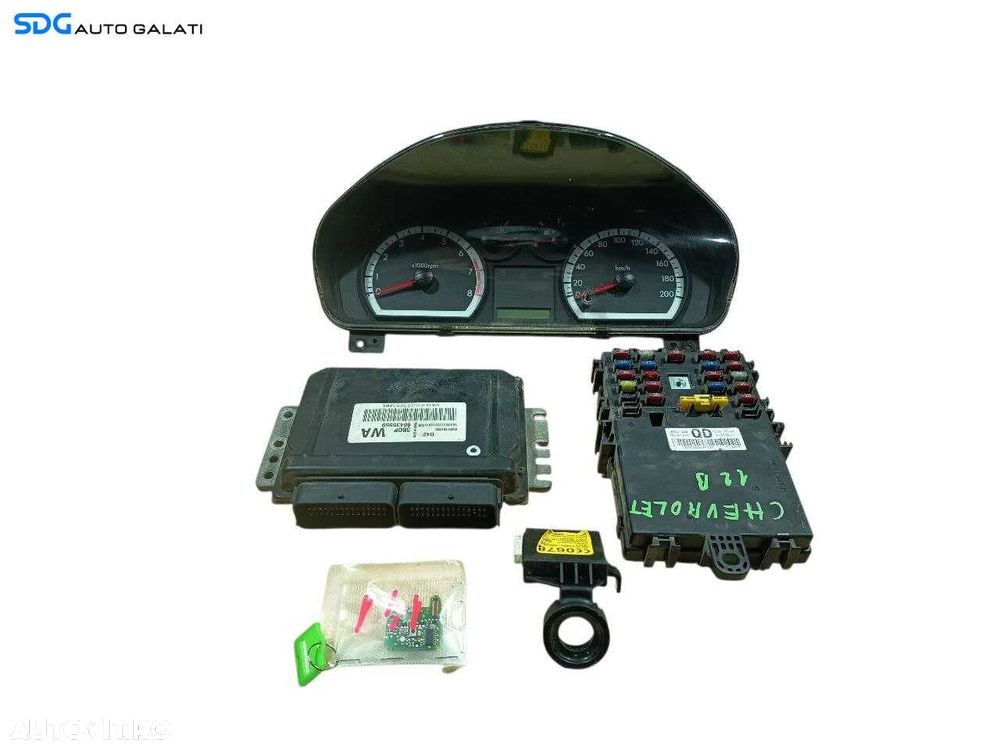 Kit Pornire ECU Calculator Motor Tablou Panou Sigurante Ceas Ceasuri Bord Cititor Chei Cheie CIP Imobilizator Chevrolet Aveo 1.2 Benzina 2003 - 2011 Cod 96435559 96652430 96651328 [LS0137] [LS0138] - 1